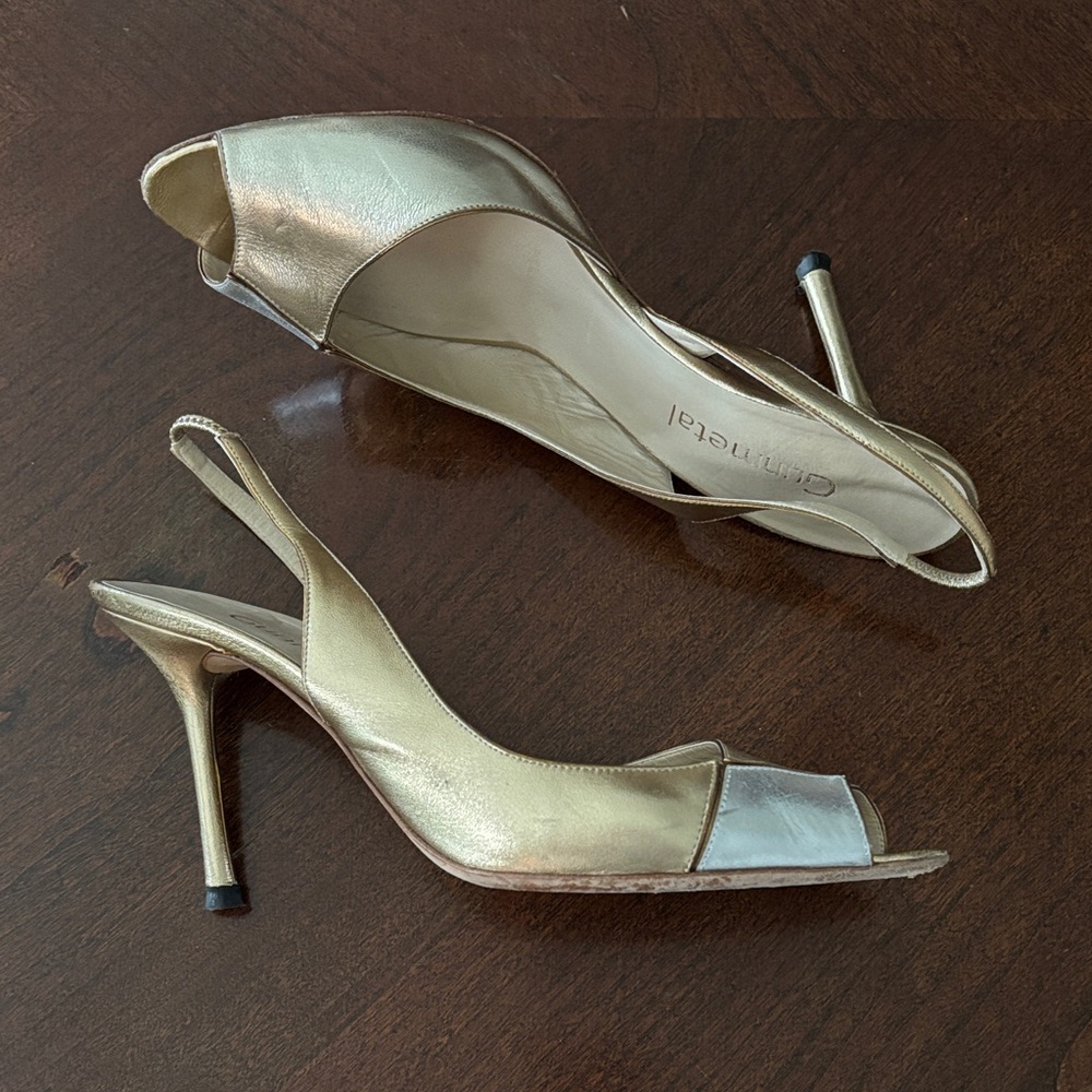 Gunmetal heeled sandals